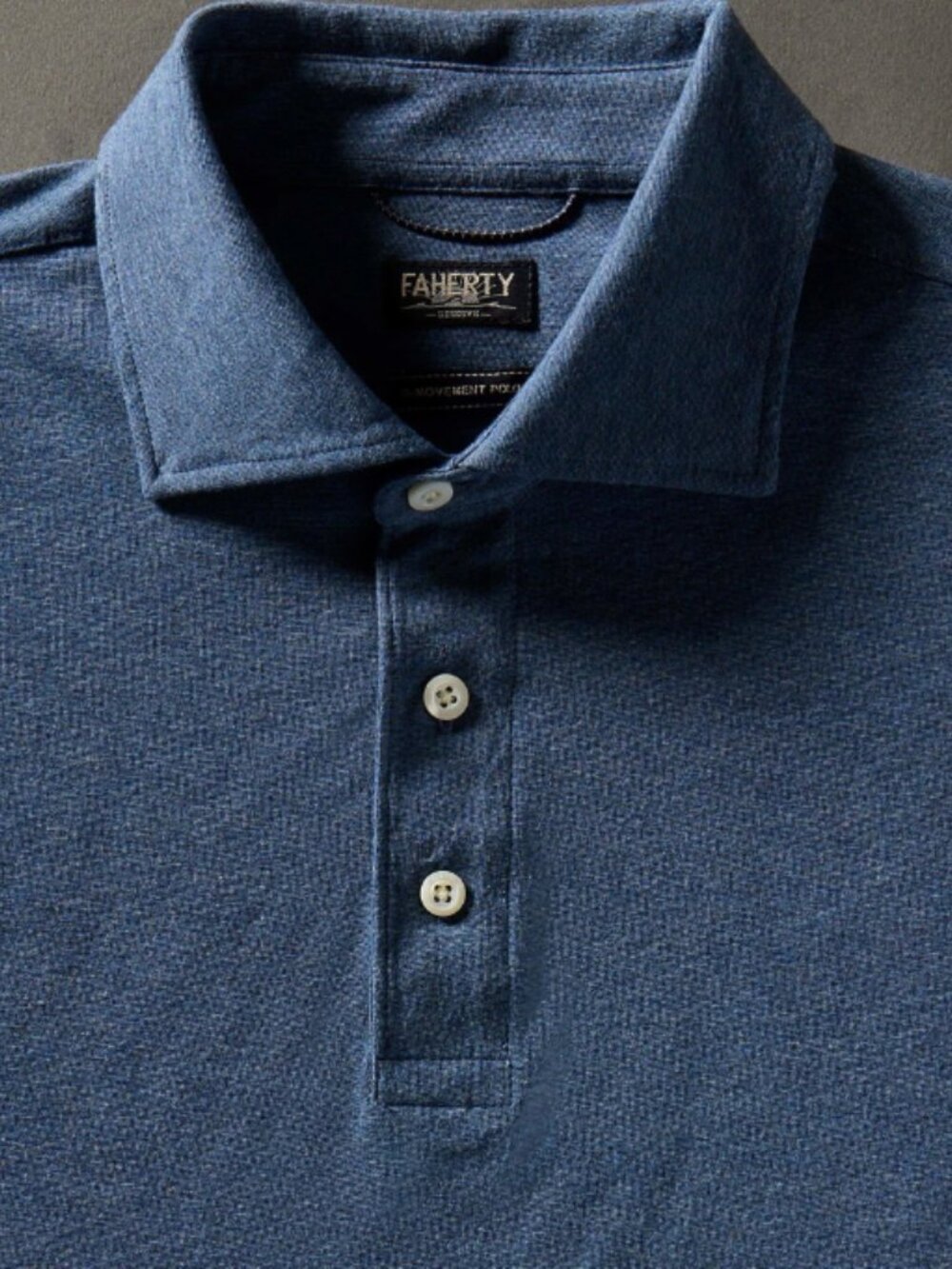 Faherty Reserve Men's Movement Polo in Heather Blue